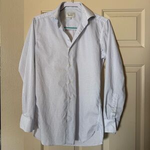 Ted Baker Men’s White Shirt with Light Blue Pinstripes